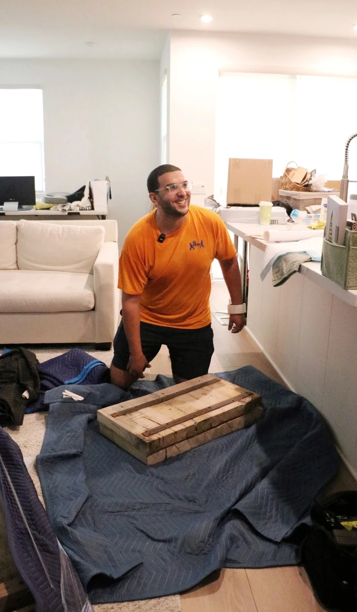 Team loading moving truck